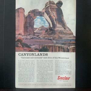 Vintage 1962 Sinclair Oil Canyonlands Ad Advertisement